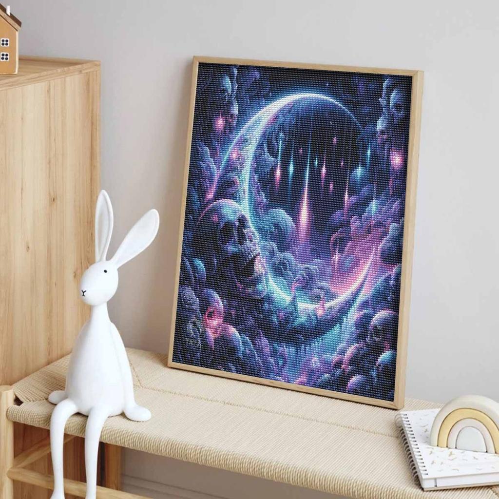 Halloween 5D Moon Galaxy Diamond Full Diamond Art Painting Kit Diamond Painting Home Decor, Magic Night Sky Wall Art Decoration Gift