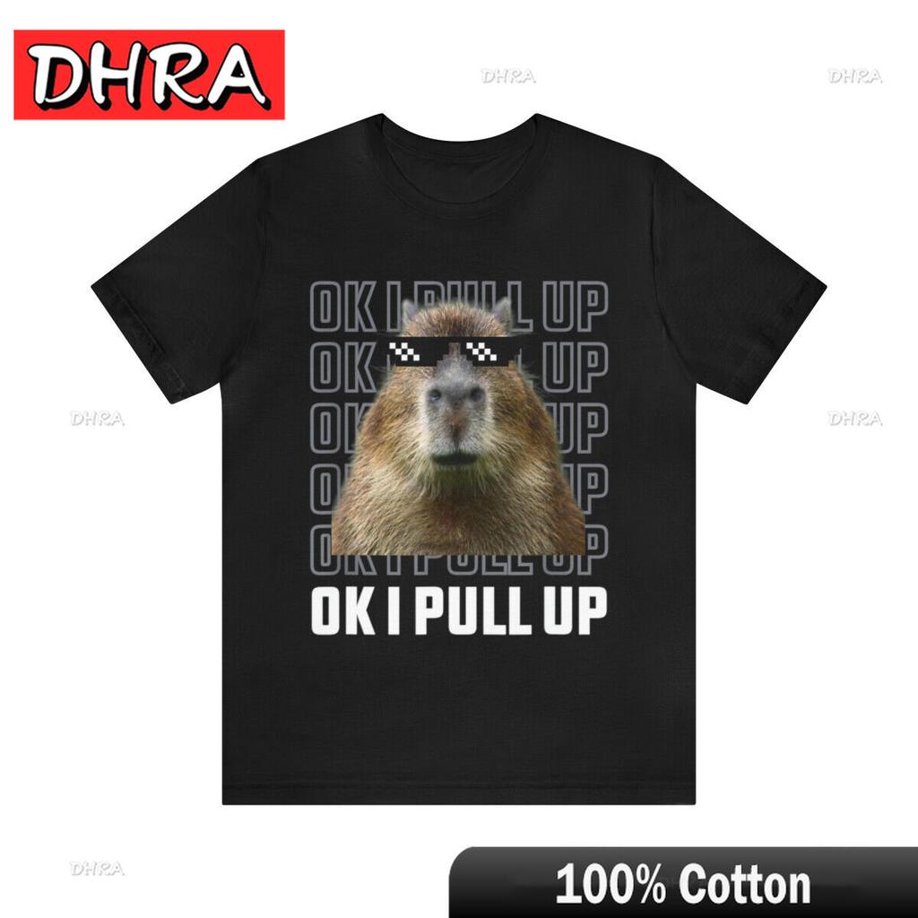 OK I Pull Up Capivara Camiseta Engraçada Ok I Pull Up Capivara Camiseta Camisetas Legal Retrô Masculina Edgy Camiseta Manga Curta