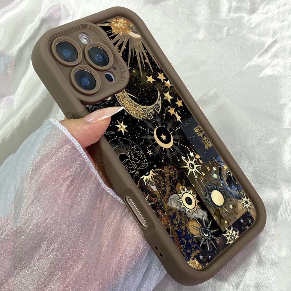

JT502 Космос Сонце Місяць та Зірки для iPhone 17 16 15 14 13 12 Pro Max Samsung S26 S25 Ultra A17 A07 A56 A16 A06 A05 Xiaomi 15T Redmi 15c 14C М який чохол Redmi 15C 4G/5G(171.6) коричневий