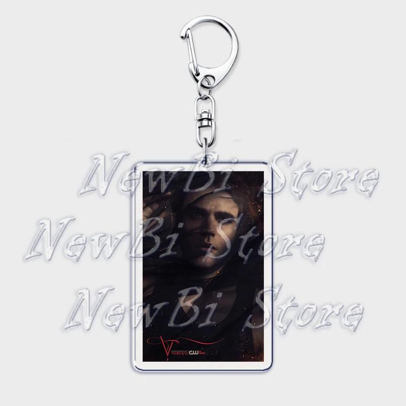TVD The Vampire Diaries Keychain for Accessories Bag Damon Stefan Salvatore Elena Gilbert Key Chain Keyring Jewelry Fans Gifts