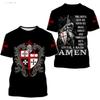 3D Print Knight Templar T-shirt Men Women Cross Fashion Trendy Cool Short Sleeve O Neck T-shirt Unisex Jesus Christian Tees
