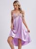 Damen Deep V Seidensatin Dessous Spaghettiträger Nachtkleid Ärmellos Nachtwäsche Babydoll Nachthemd Nachtwäsche Hauskleidung