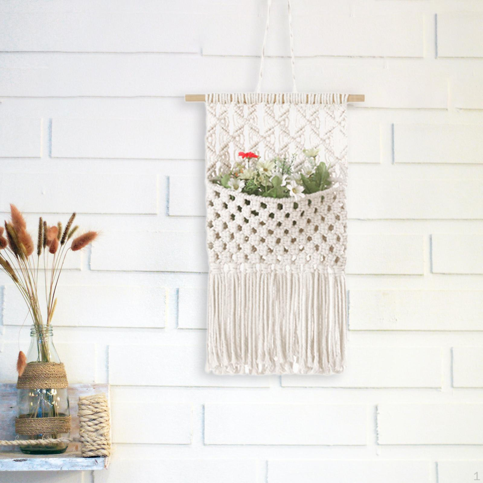 

Macrame Wall Hanging Storage Basket Hanger Holder for Nursery Decoration 67CMX33CM
