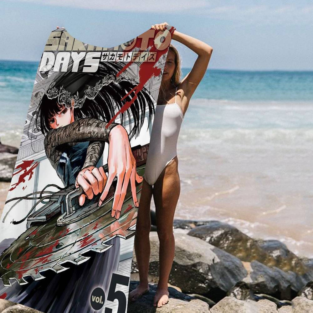 

Passionate Anime S-Sakamoto D-Days Microfiber Blanket Quick Drying Beach Towels Oversized Printing Super Absorbent Pool Towel W40*H60(CM)