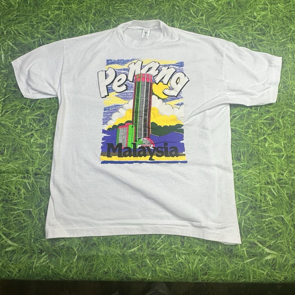 Penang Malaysia Skyscraper Cityscape Colorful Graphic Tee Shirt 100% Cotton