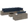 9 Piece Garden Sofa Set with Cushions Gray Poly Rattan