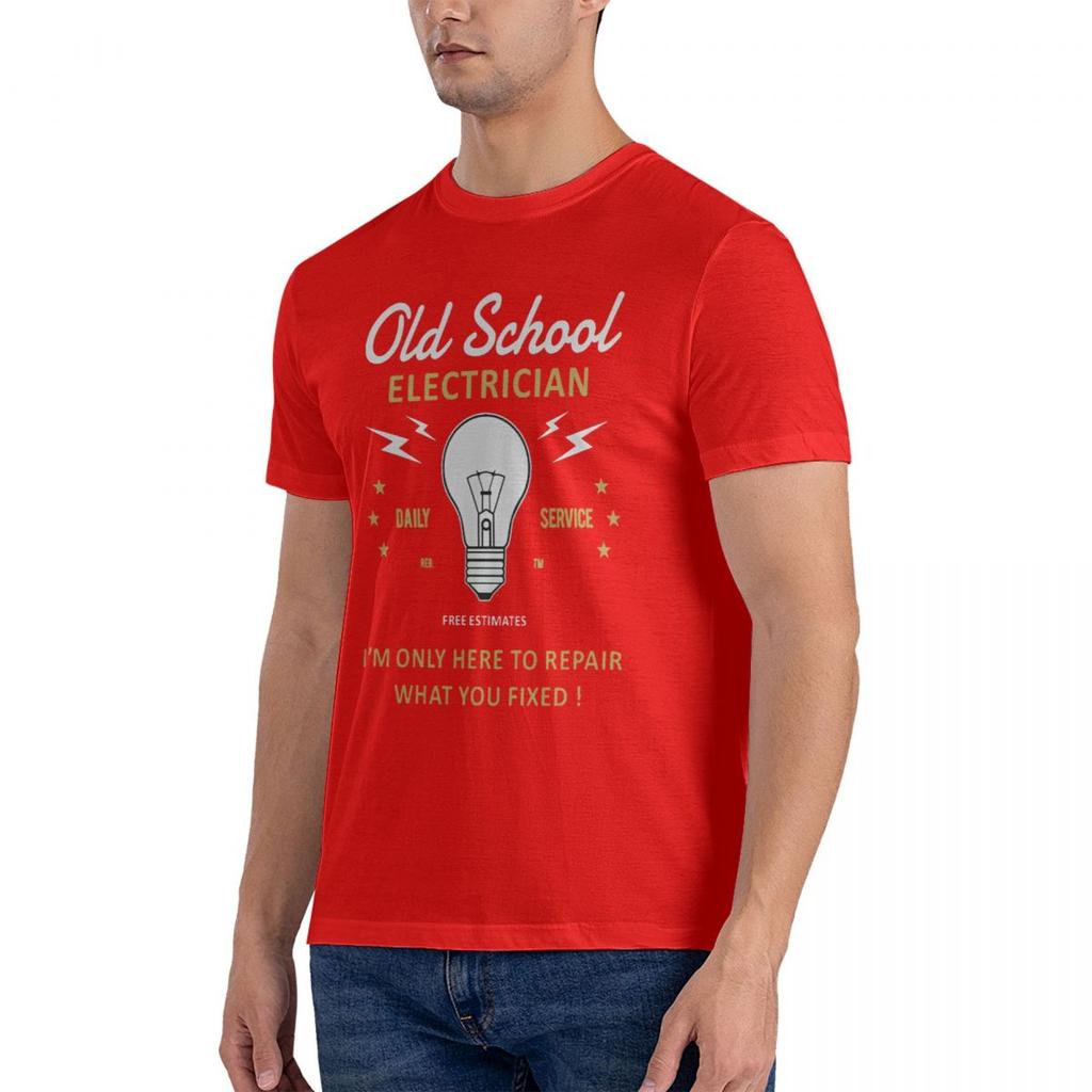 2024 Fashion Funny Novelty Joke Old School Electrician Mens T-Shirt Top Electrical Engineer Tees