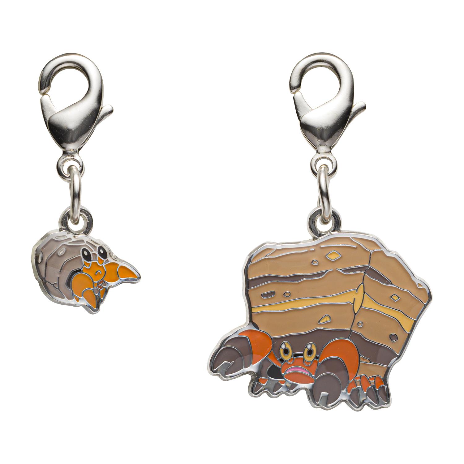 

[Pokemon] Pokemon Center National Pokedex Metal Charms - Dwebble (#557) & Crustle (#558)