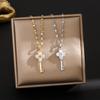 Korean Zircon Key Necklace: Women's Gold Key Pendant with Titanium Steel Clavicle Chain, Versatile Fashion Jewelry.