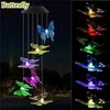 New LED Solar Wind Chime Crystal Ball Hummingbird Wind Chime Light Color Changing Waterproof Hanging Solar Light For Home Garden