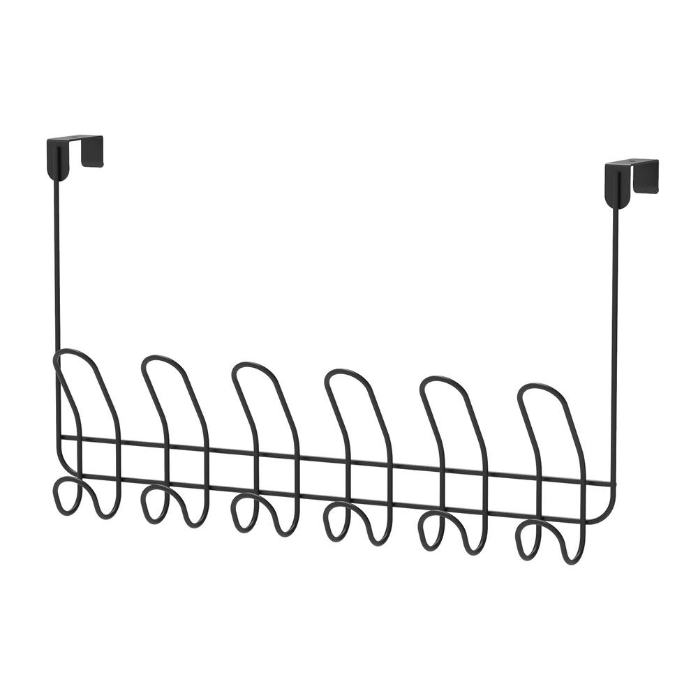 

Наддверная вешалка с 6 крючками, решение для хранения без сверления, органайзер для полотенец и халатов, прочный металлический, крючки для хранения в ванной и шкафу United States