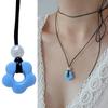 Sweet Cool Pearl Flower Pendant Necklace Fashion Summer Choker Wax Rope Lace up Collar Necklace Statement Jewelry