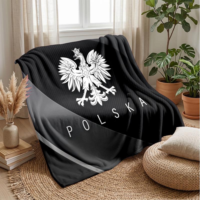 Poland Football Printed Flannel Blanket Skin Friendly Warm Decorative Throw for Indoor Couch Bed Daily Use