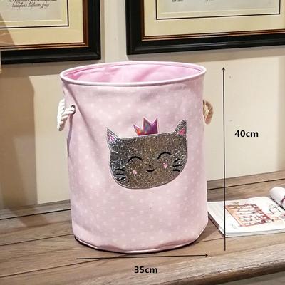 Large Capacity Fabric Laundry Hamper - Round Dirty Clothes Basket with Handles Storage for Home Bedroom Bathroom Laundry Room