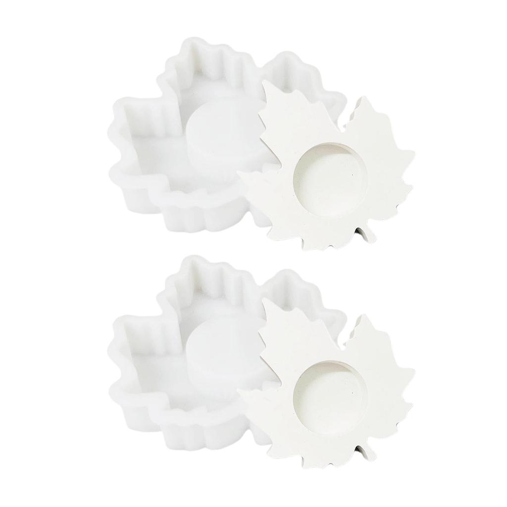 2Pcs Leaf Shaped Silicone Candle Holder Molds for Epoxy Resin Candle Stand Tealight Holder Jewelry Tray Home Decoration