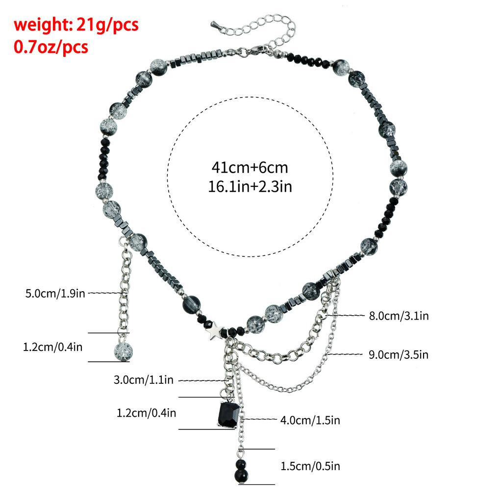 Y2K Black Crystal Beaded Choker Necklace for Women Punk Gothic Collar Female Party Daily Jewery Accessories