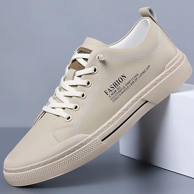 New Men Genuine Leather Casual Shoes Fashion White Flat Skate Shoes Young Man Slip-on Sneaker