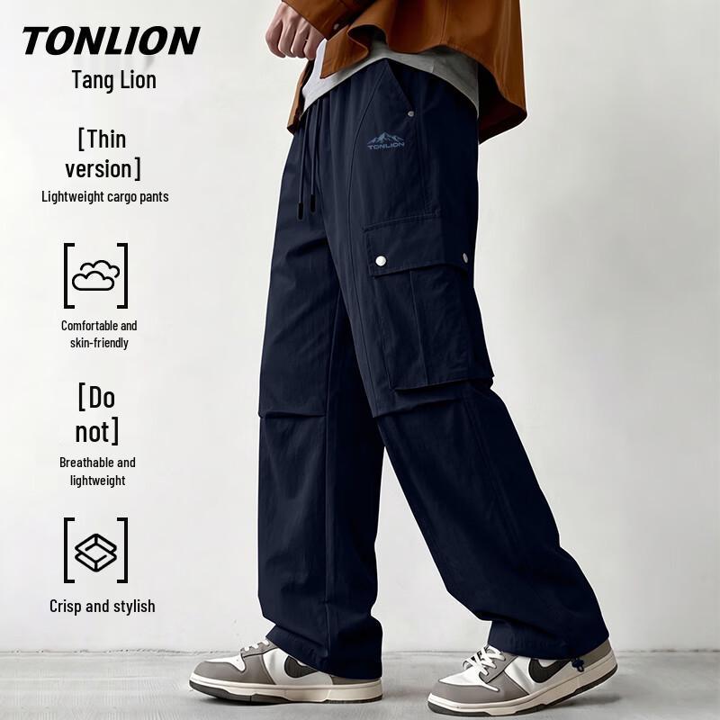 TonLion Men s Retro Loose Fit Straight Leg Cargo Pants 2XL