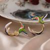 Cute Hummingbird Shape Oil Drop Earrings Popular Ear Jewelry Oil Drop Earrings Women