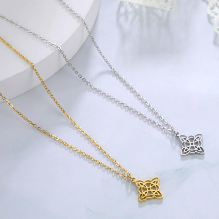 Celtic-Knot Pendant Clavicle Chain Unique Witch Knot Necklace for Women Birthday