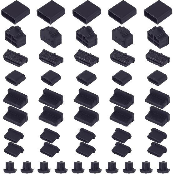 50 Pcs 7 Types USB Port Cover, Silicone USB C Port Dust Plugs Cap Cover for USB A Female/Male, USB C Cap, 3.5mm Headphone, HDMI, RJ45 Ethernet