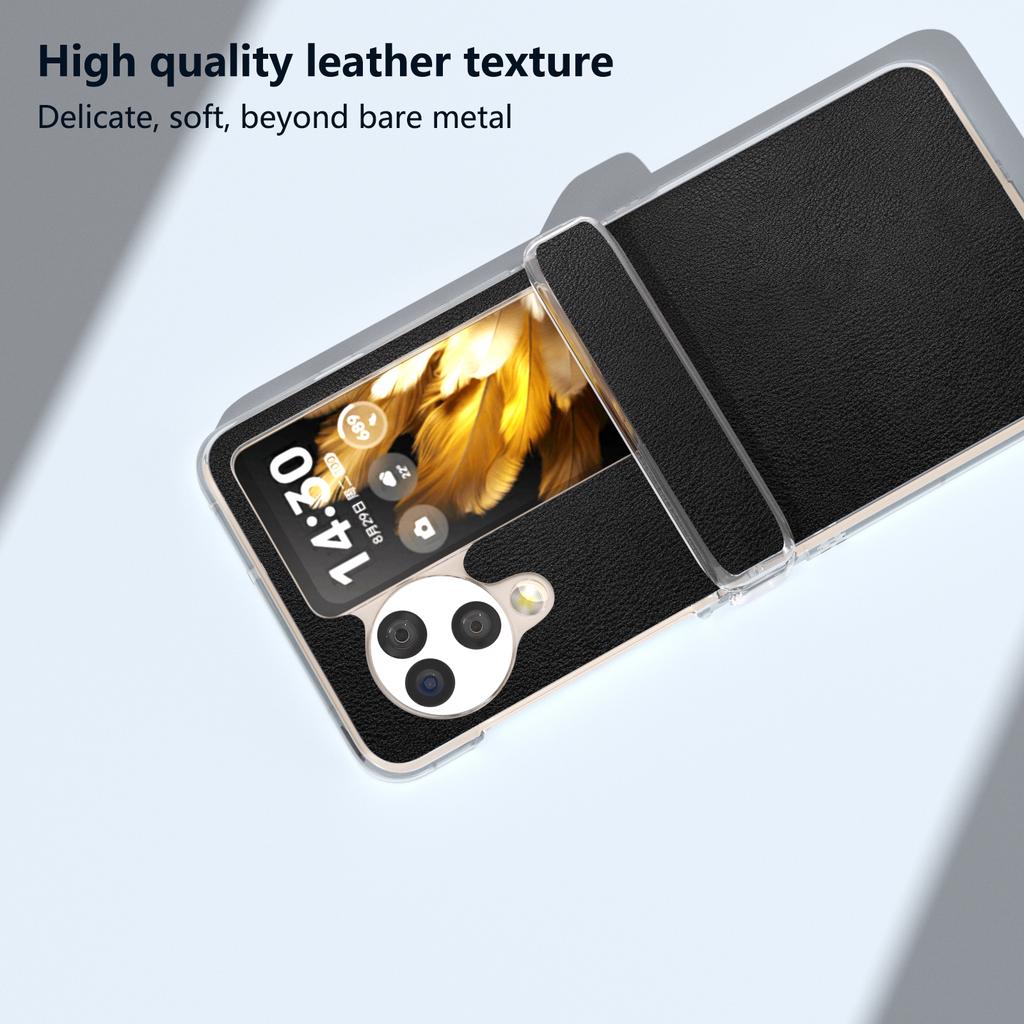 For Oppo Find N3 Flip 5G Case Hinge Protection Leather+PC Clear Frame Phone Cover