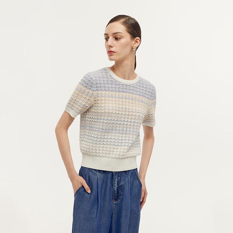 GOELIA Women's Gradient Knit Short Sleeve Pullover