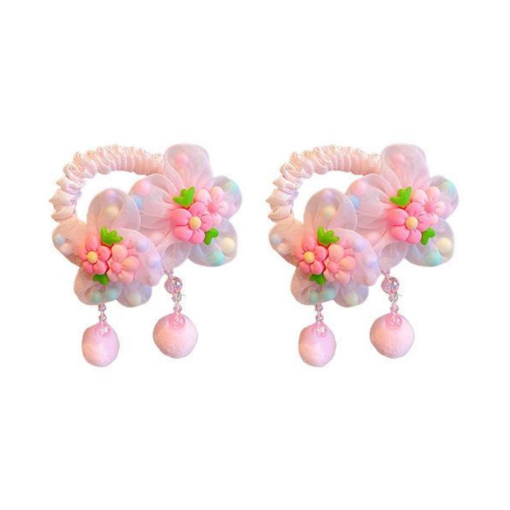 Kinder Feenblume Haargummi - Rosa Pompon Ring für Mädchen & Babys
