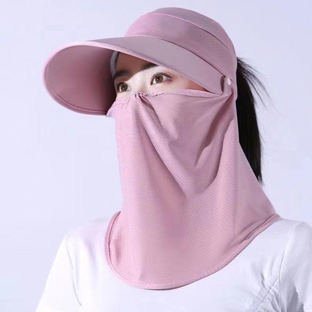 Face Protection Empty Top Hat Wide Brim Face Cover  Hat Portable Women Sun Hat  Women