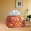 2D Flat, 1pc 2Dflat Romantic Heart-Shaped Rose Candle Flower Petals Valentine'S Day Tissue Box, Polyester Material