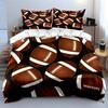 3Pcs Football Fan Bedding Set, All-Over Classic Football Print Duvet Cover, Sporty Teen Bedroom Decor
