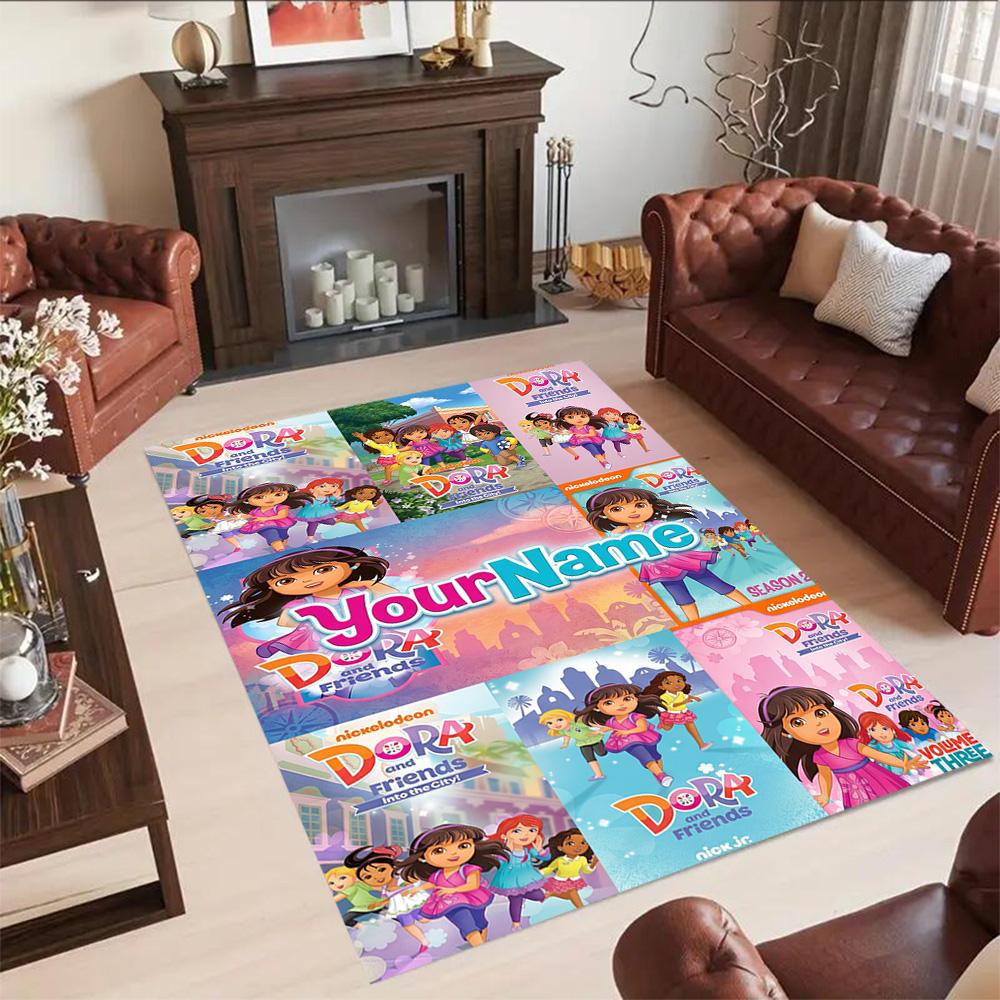 Dora Explorer Personalized Name Floor Mat Perfect for Game Room Playrooms Outdoor Entryway Anti-slip Rug Decorate Offices Birthday/Christmas Gift
