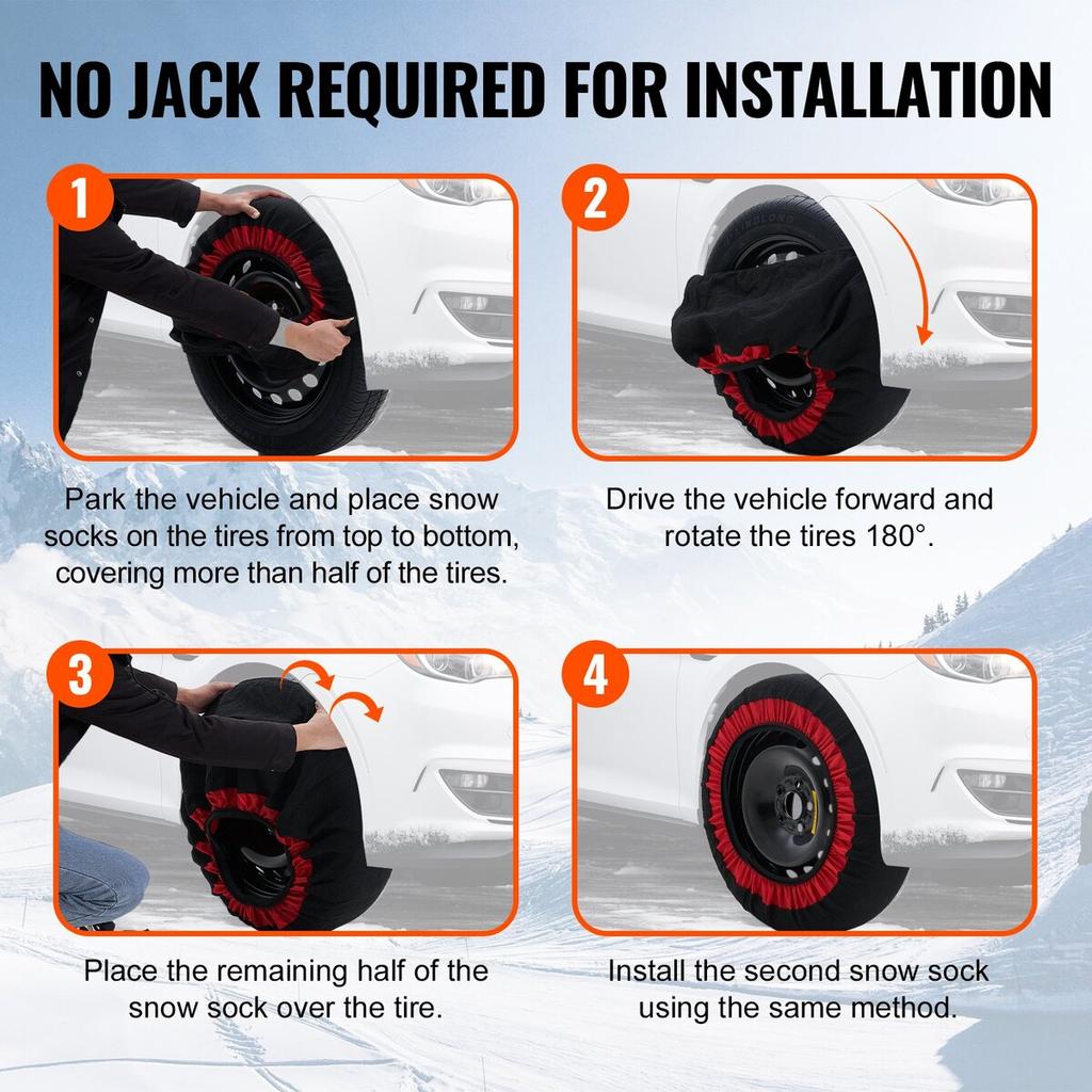 2PCS Thickened Snow Socks for Tires Snow Traction Tire Cover-Extra Large