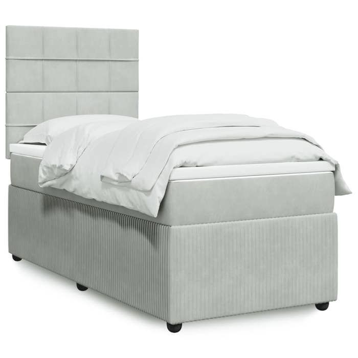 VidaXL Sommier à lattes de lit et matelas Gris clair 90x190 cm Velours 3294514