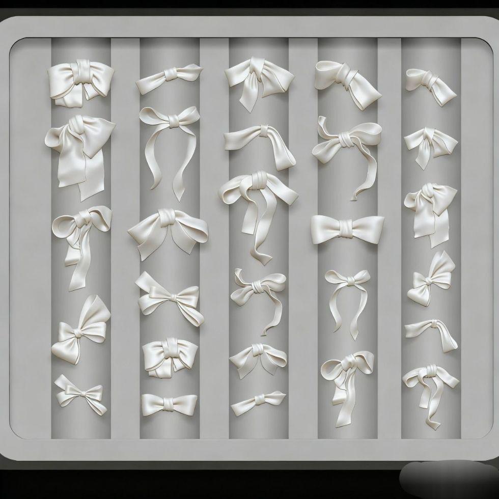 Handgefertigte Seidenband-Schleife Nagelkunst Silikonform – Hohe Transparenz