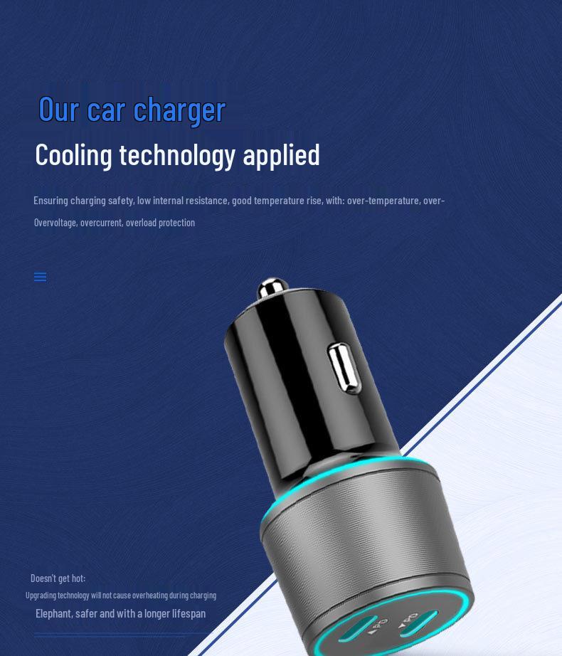 60W Dual Type-C Car Charger for iPhone 15