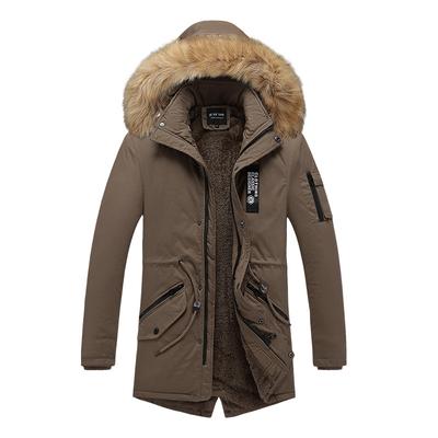Otoño e invierno Nueva ropa acolchada de algodón para hombres Chaqueta acolchada de algodón cálida y gruesa con capucha mediana y larga para personas de mediana edad y jóvenes