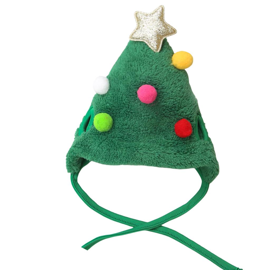 Reindeer Christmas Tree Headwear Hat for Pet Neck Decorations Reindeer Star Pompoms Christmas Dog Headwear Photo Props
