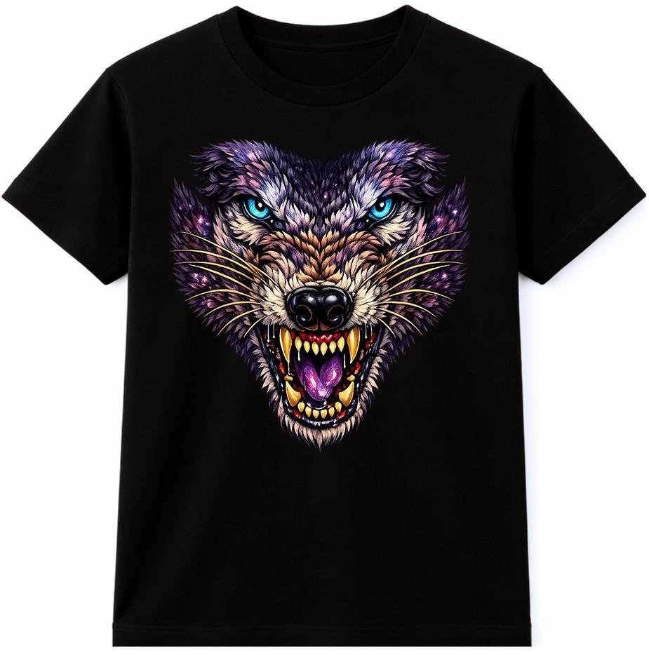 Wolf Head Biker T Shirt Snarling Wild Animal Predator Vintage Graphic Tee L