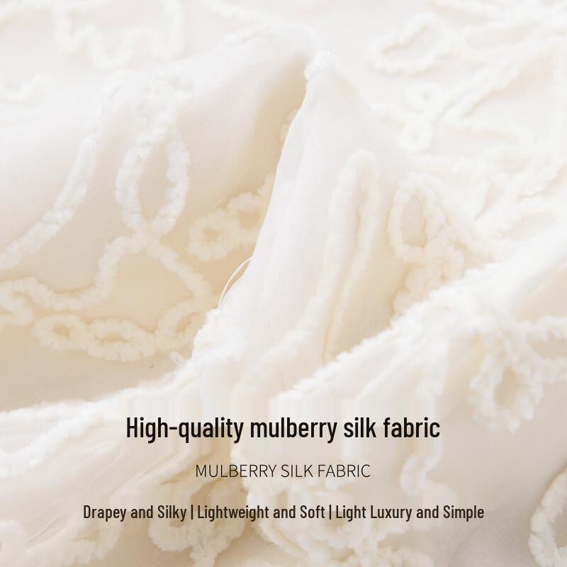 TUHUANG Mulberry Silk Embroidered A-Line Sheer Mesh Midi Skirt