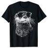 Lustiges Otter Sonnenbrillen Grafik T-Shirt Herren Damen Reine Baumwolle Humor Streetwear T-Shirt Kurzarm Unisex Lockere Kleidung