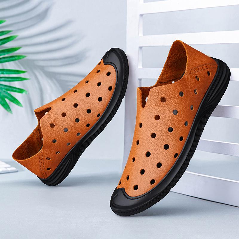 Fashion New 2024 Summer Loafers Shoes Breathable Men Casual Shoes Comfy Luxury Sandals Men's Shoes Hollow Out Slip On Office Footwear