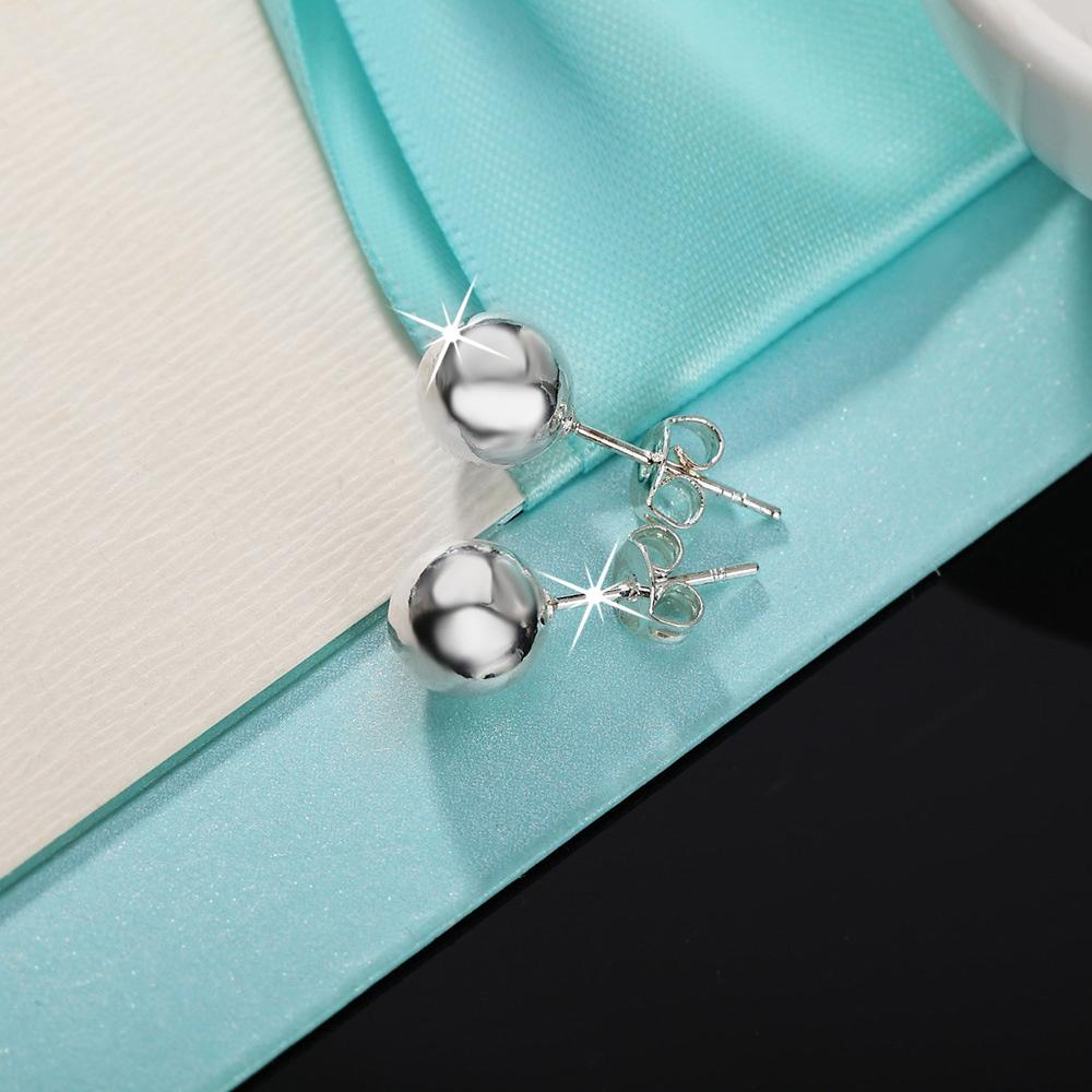 New 925 Sterling Silver Luxury Minimalist Bead Stud Earrings: Fashionable Women's Wedding Charm Jewelry Gift
