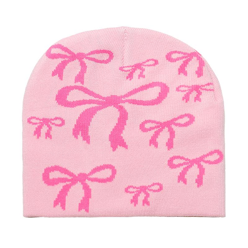 2025 Autumn and Winter New Wool Hat Brimless Cap Korean Version Trendy Versatile Thermal Hat Bow Knitted Hat Children