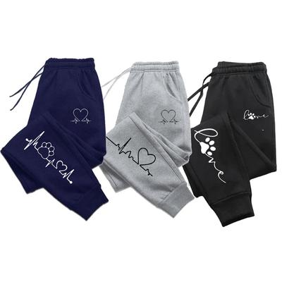 Calças de Moletom Femininas Fofas Estampa de Pata de Gato ECG Diárias Casuais Esportivas Joggers Confortáveis Soltas com Cordão Capris Todas as Estações
