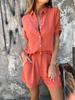 Summer New Cotton Linen Short Sleeve Shorts Set for Women