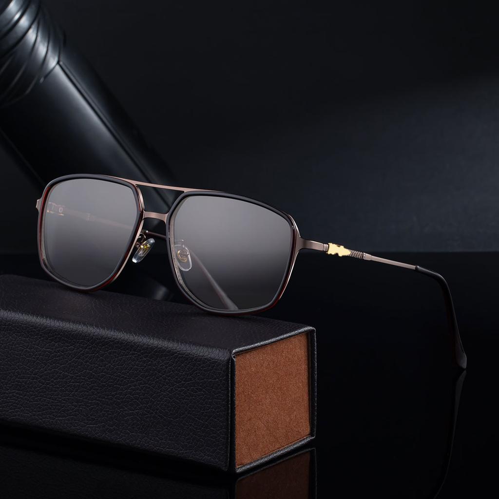 JYL TS Men's Square Metal-Temple - Double-Bridge Sun Shades CY-98378