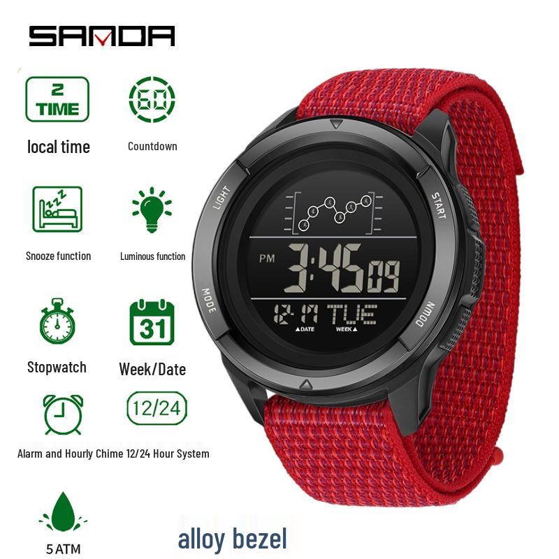 Sanda Multifunctional Digital Watch: Single Display, Alarm, Large Dial, Waterproof Sports Watch for Students.