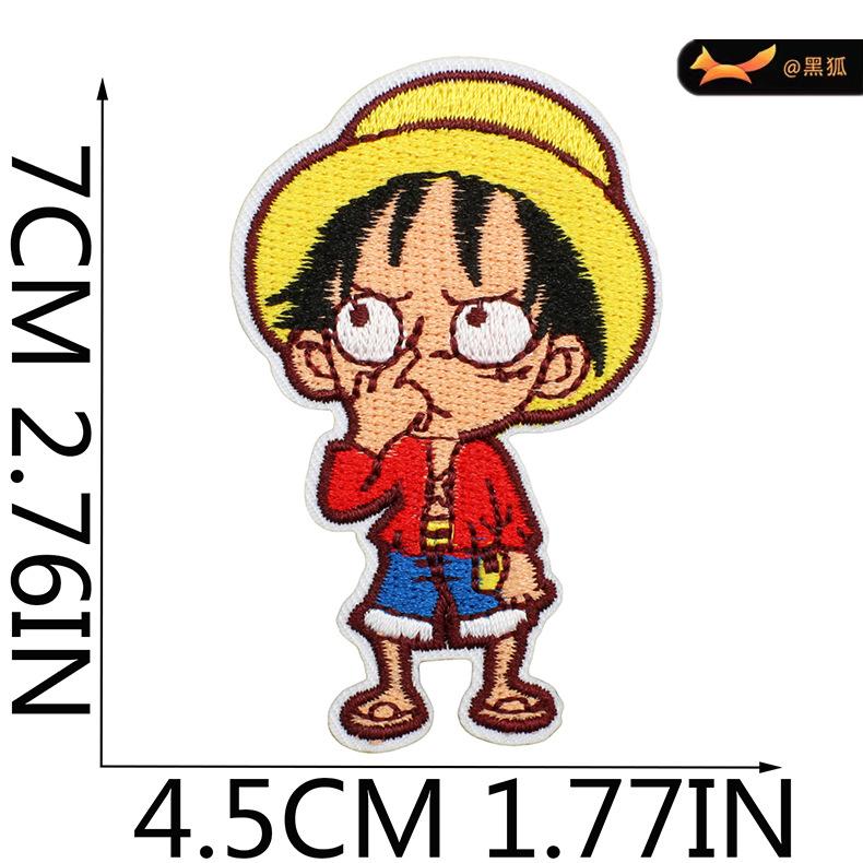 Black Fox Cartoon Animation Character Embroidery Cloth Sticker Japanese One Piece Patch Computer Embroidery Sticker