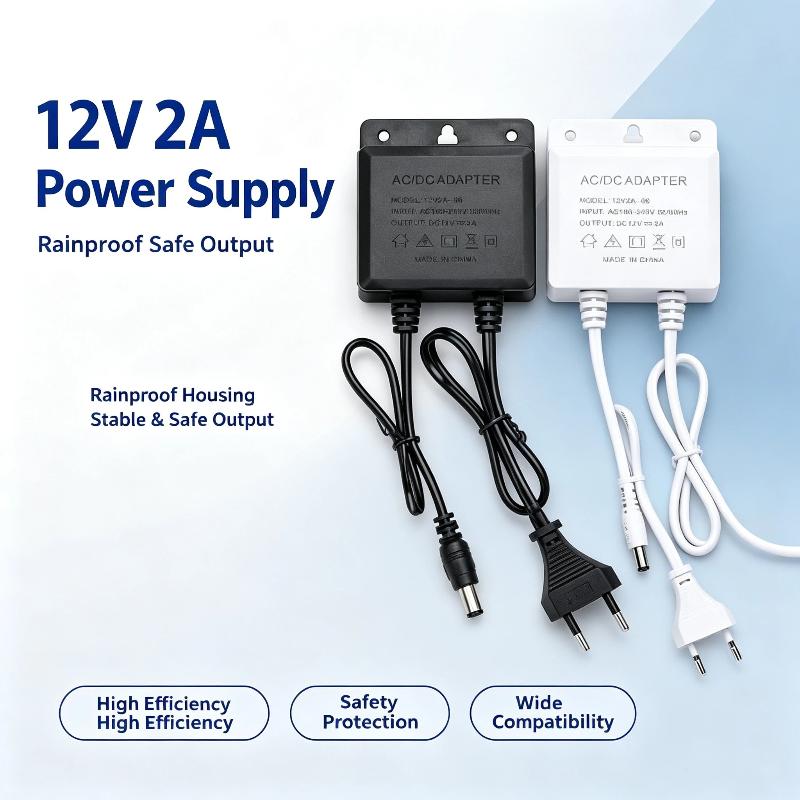 12V 2A Ac Dc Power Adapter Rainproof Shell Surge Protection For Outdoor Cctv Security Camera Systems